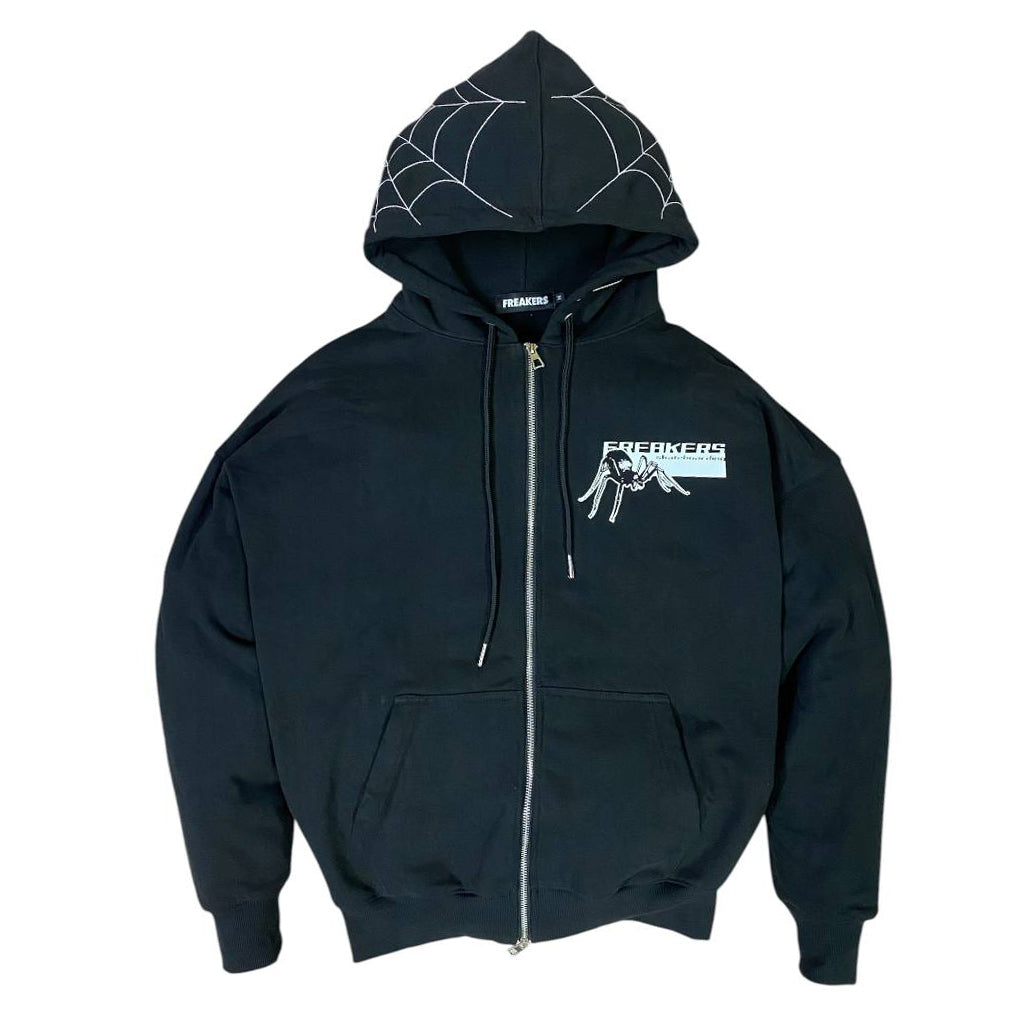 spider web zip-up hoodie