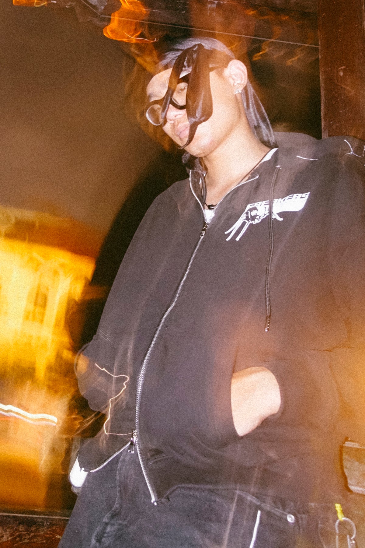 spider web zip-up hoodie