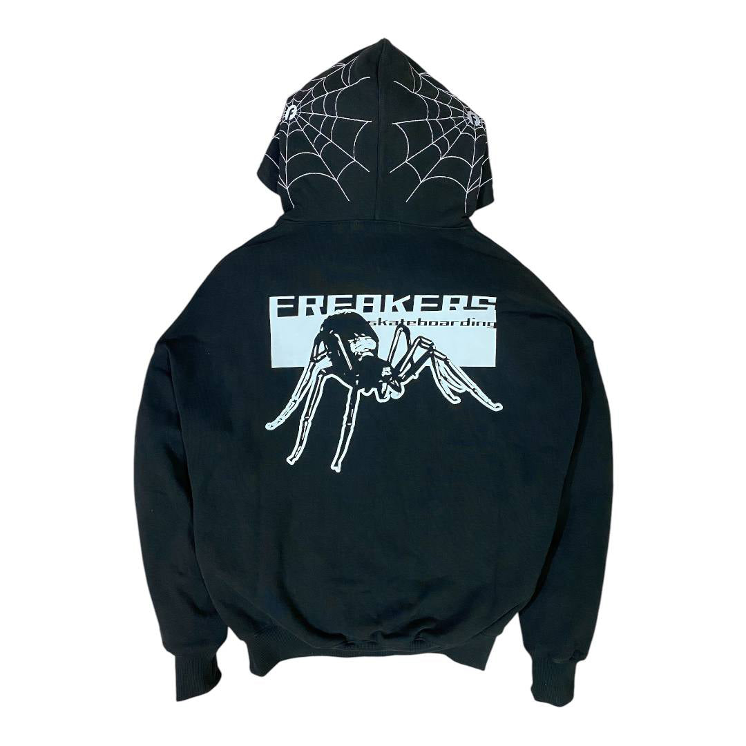 spider web zip-up hoodie