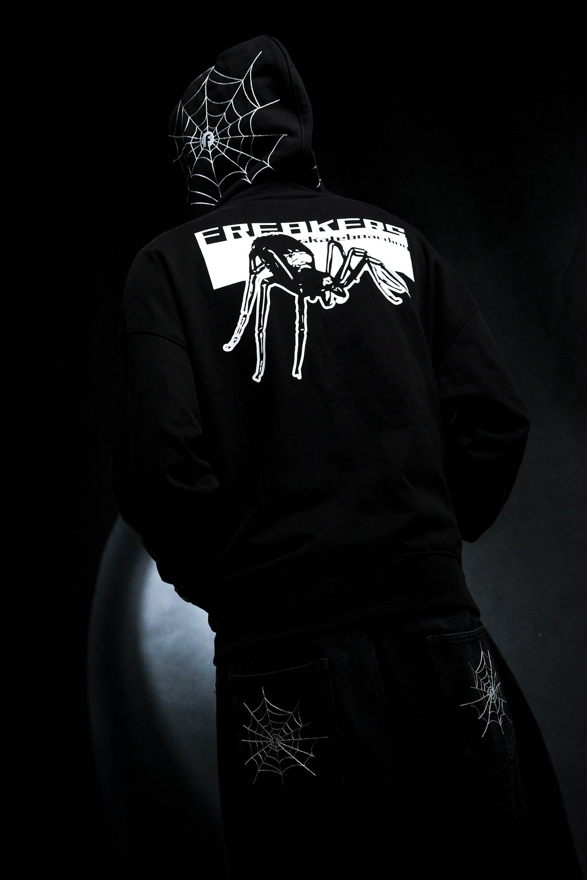 spider web zip-up hoodie
