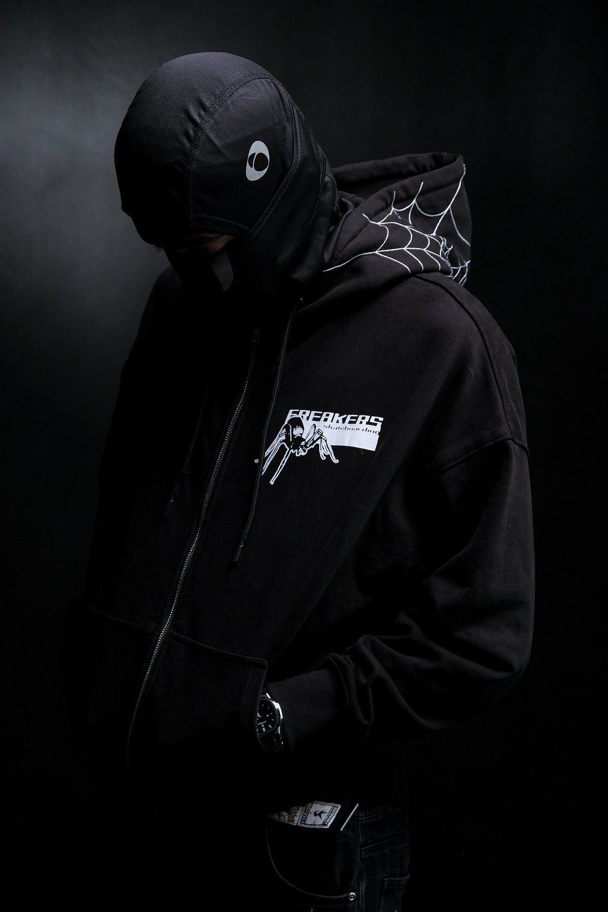 spider web zip-up hoodie