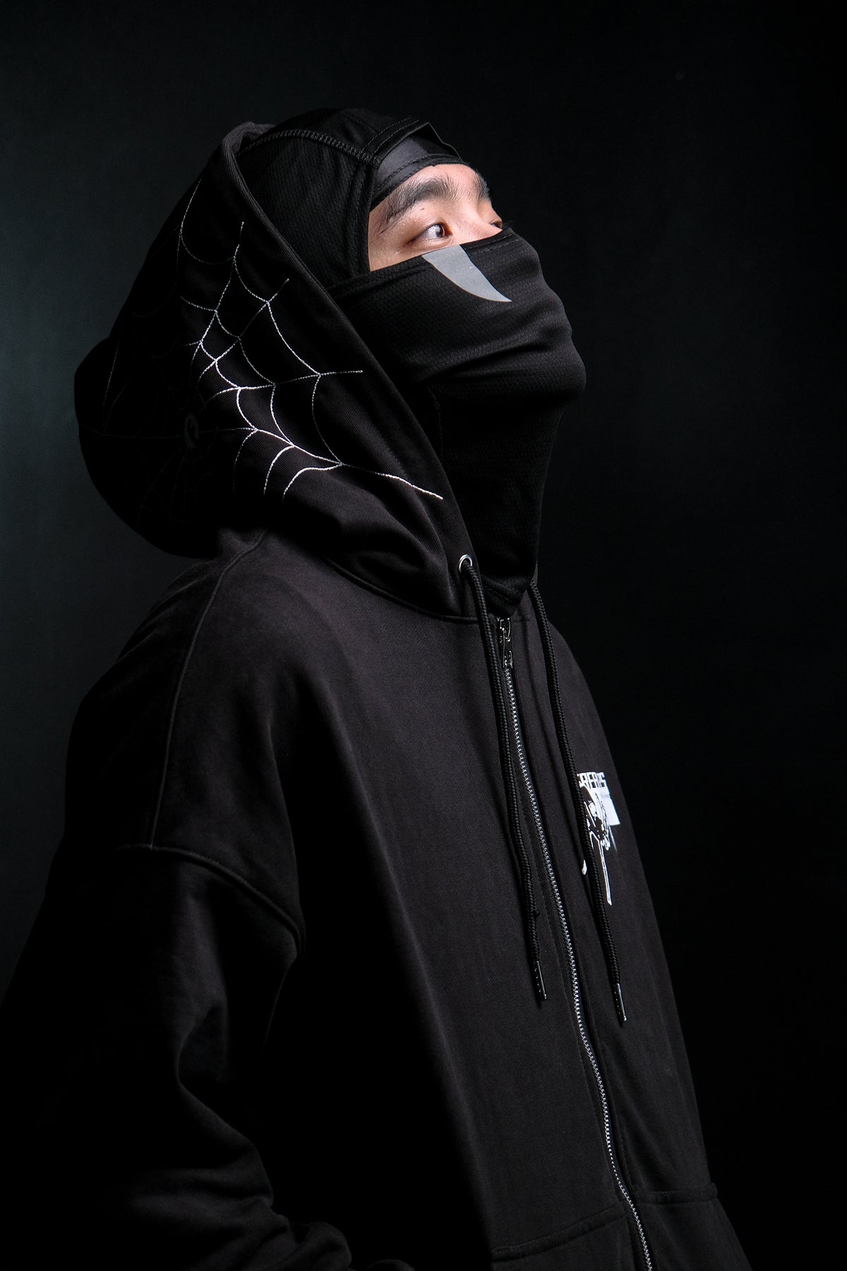 spider web zip-up hoodie